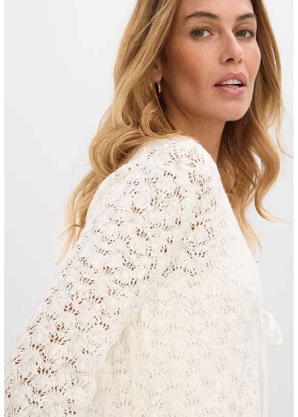 Cardigan traforato in puro cotone, bonprix