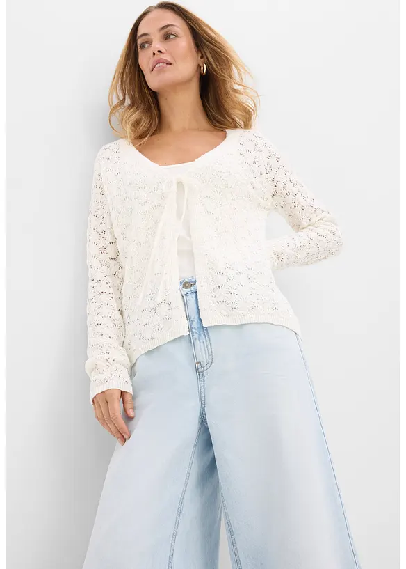 Cardigan traforato in puro cotone, bonprix