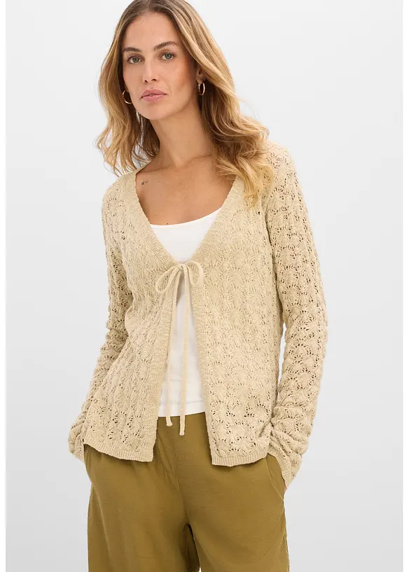 Cardigan traforato in puro cotone, bonprix