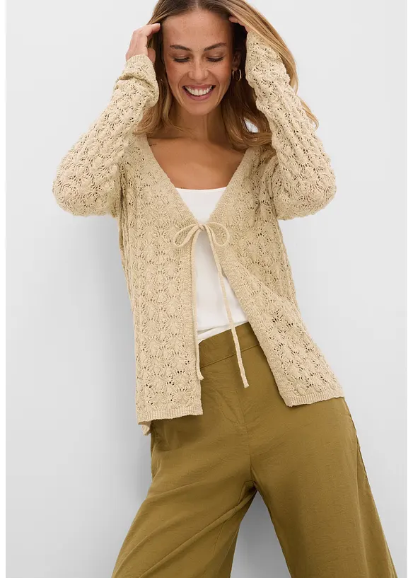 Cardigan traforato in puro cotone, bonprix