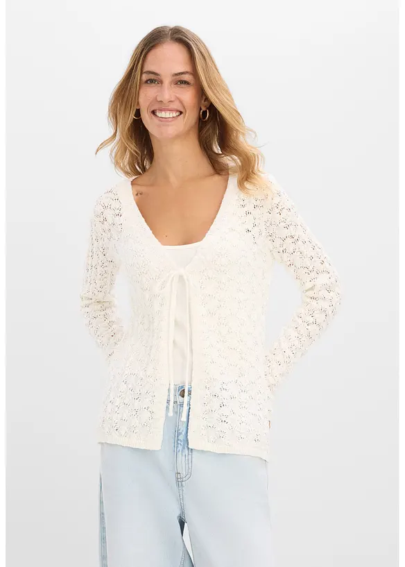 Cardigan traforato in puro cotone, bonprix