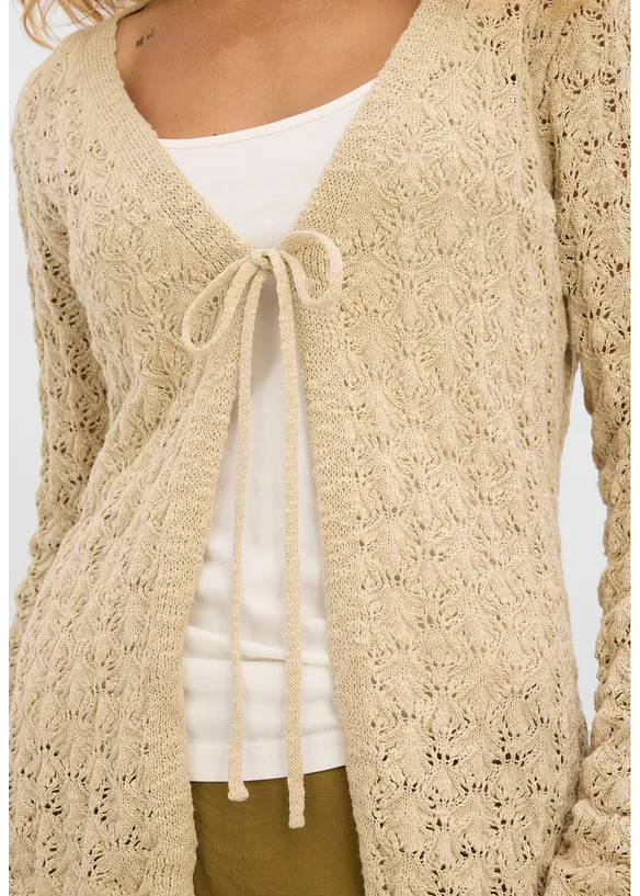 Cardigan traforato in puro cotone, bonprix