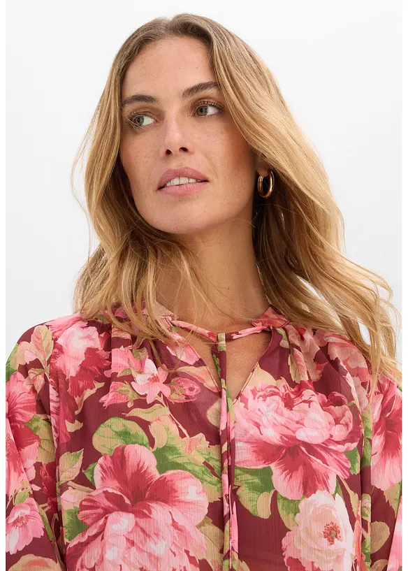 Blusa di chiffon con volant, bonprix