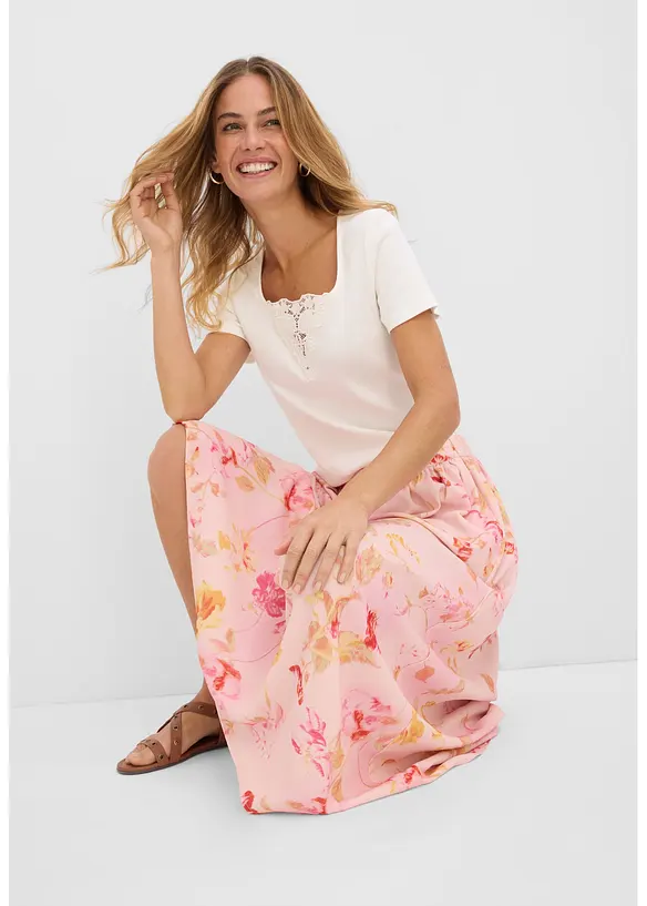 Gonna lunga in cr&ecirc;pe leggero, bonprix