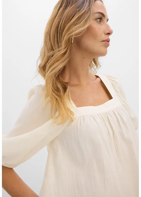Blusa in crinkle operato, bonprix