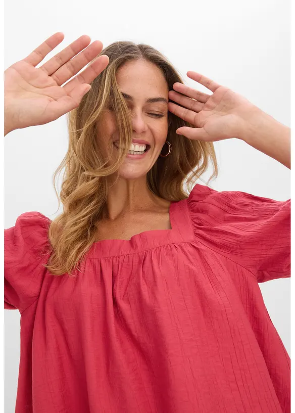 Blusa in crinkle operato, bonprix