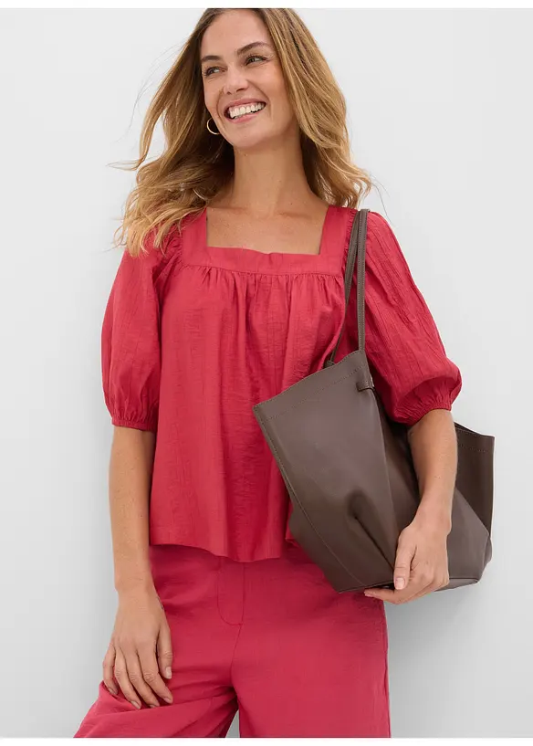 Blusa in crinkle operato, bonprix