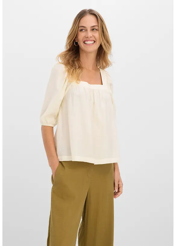 Blusa in crinkle operato, bonprix