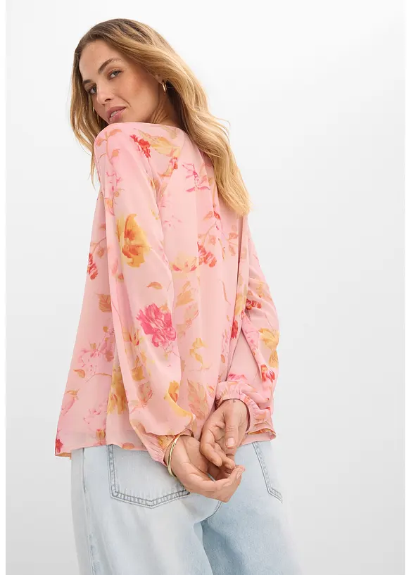 Blusa in chiffon con laccetti da annodare, bonprix