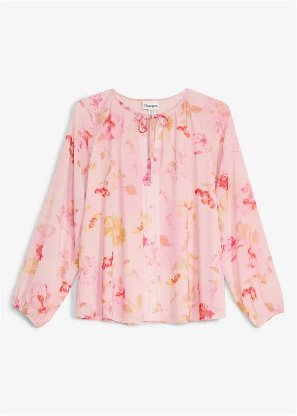Blusa in chiffon con laccetti da annodare, bonprix