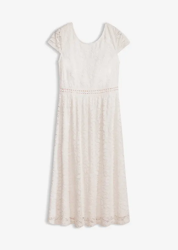 Abito in pizzo con inserto effetto uncinetto in vita, bonprix