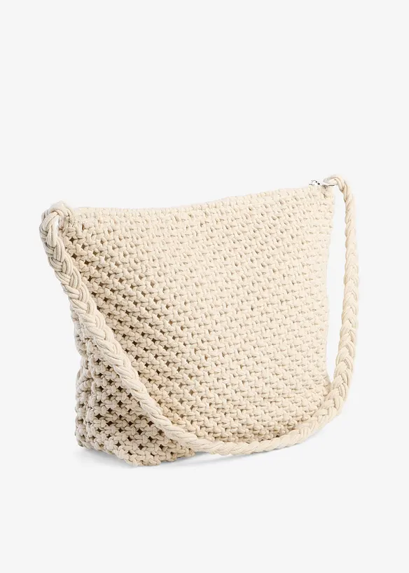 Borsa a tracolla con motivo macram&eacute;, bonprix
