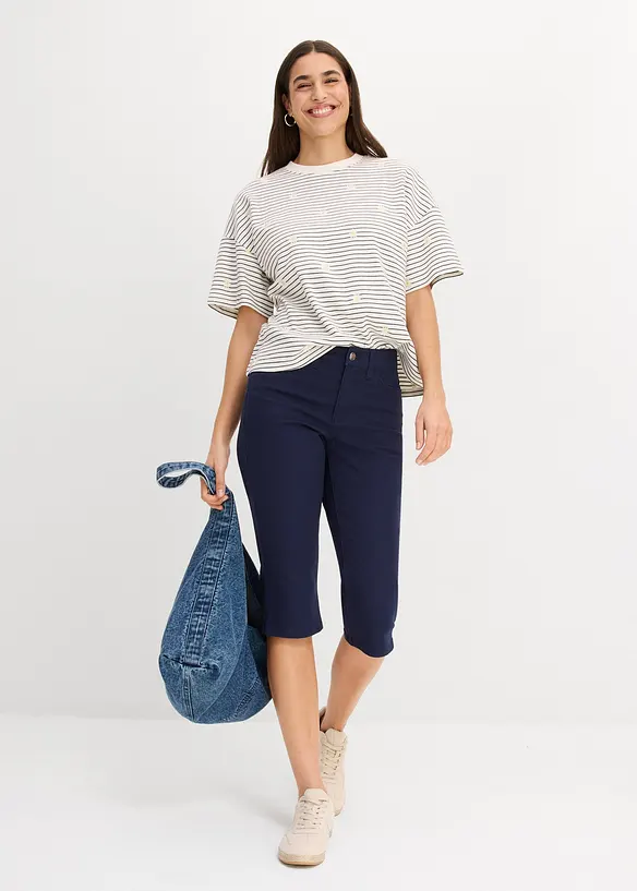 Pantaloni capri con vita comoda, bonprix