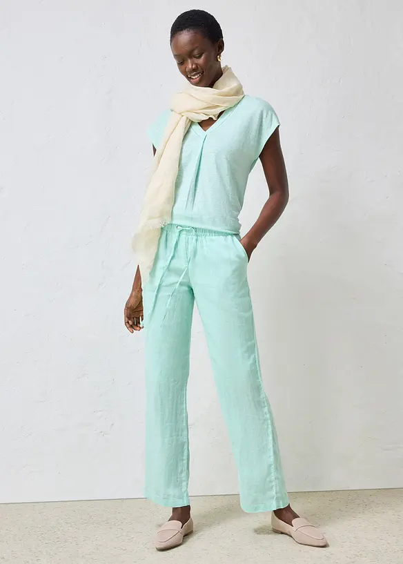 Pantaloni con elastico in vita in puro lino, bonprix