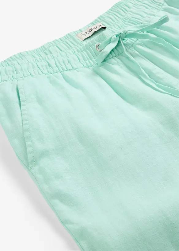 Pantaloni con elastico in vita in puro lino, bonprix