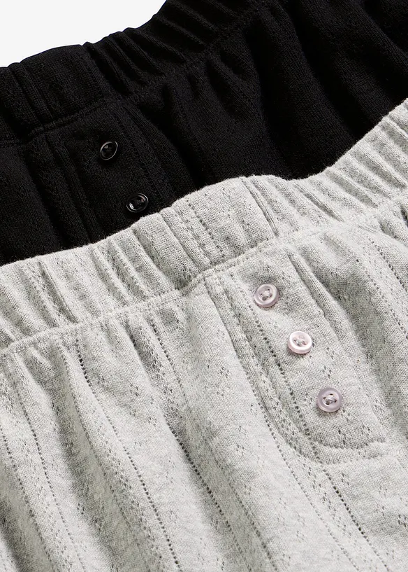 Pantaloni pigiama corti in jersey pointelle (pacco da 2), bonprix