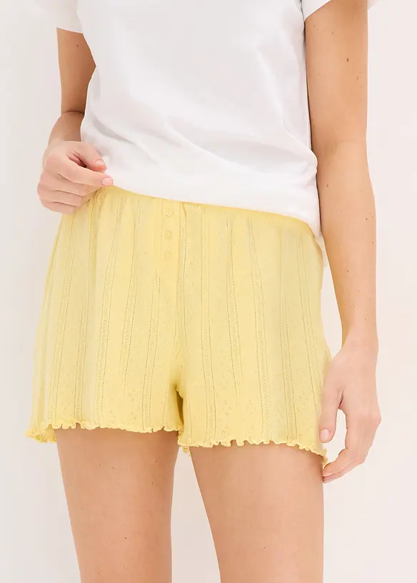 Pantaloni pigiama corti in jersey pointelle (pacco da 2), bonprix