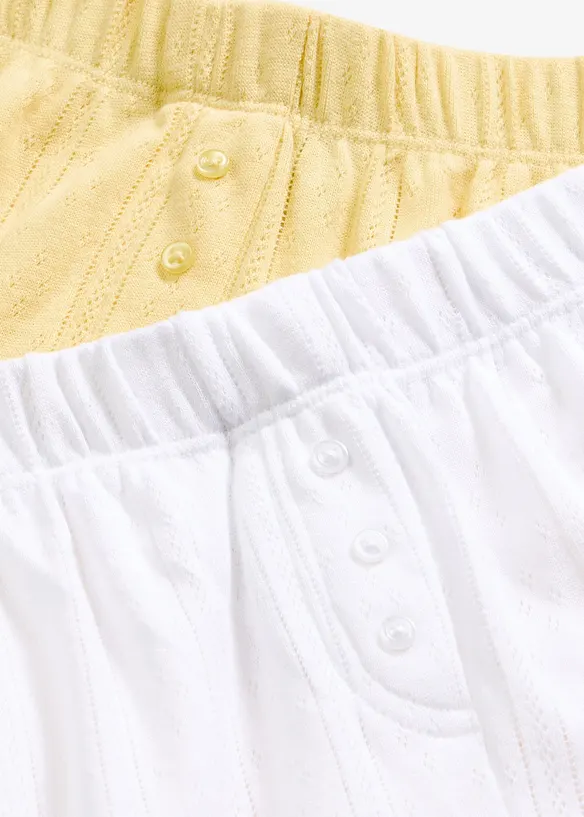 Pantaloni pigiama corti in jersey pointelle (pacco da 2), bonprix