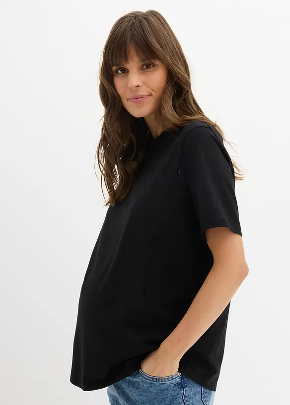 Maglia pr&eacute;maman in cotone biologico con funzione allattamento discreta, bonprix