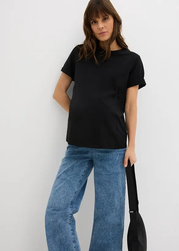 Maglia pr&eacute;maman in cotone biologico con funzione allattamento discreta, bonprix