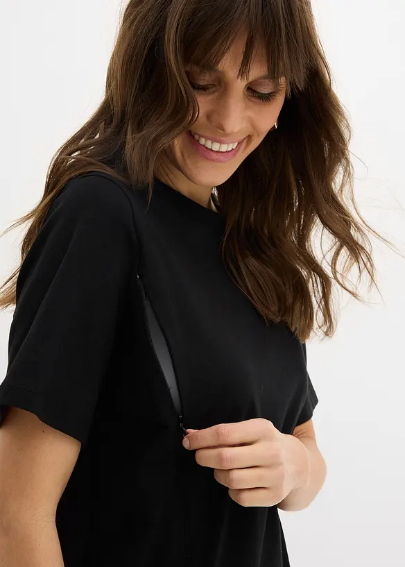 Maglia pr&eacute;maman in cotone biologico con funzione allattamento discreta, bonprix