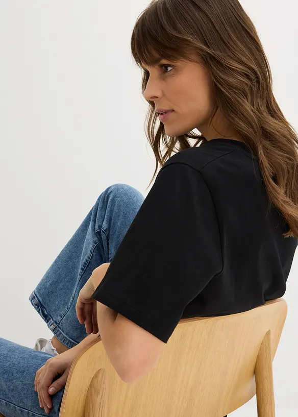 Maglia pr&eacute;maman in cotone biologico con funzione allattamento discreta, bonprix