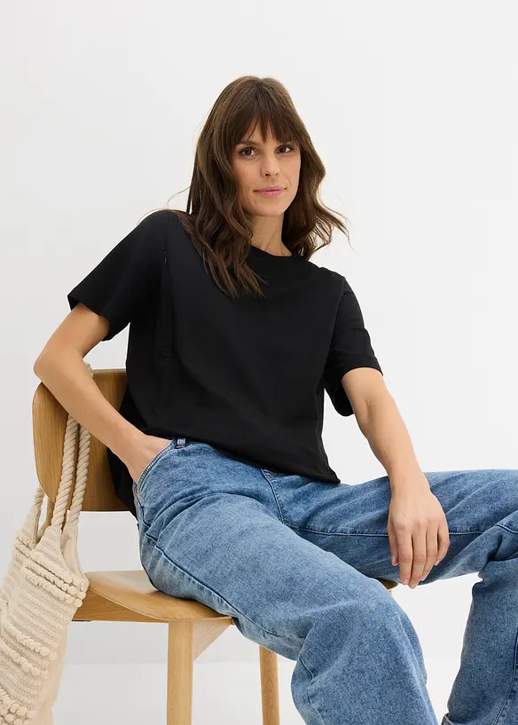 Maglia pr&eacute;maman in cotone biologico con funzione allattamento discreta, bonprix