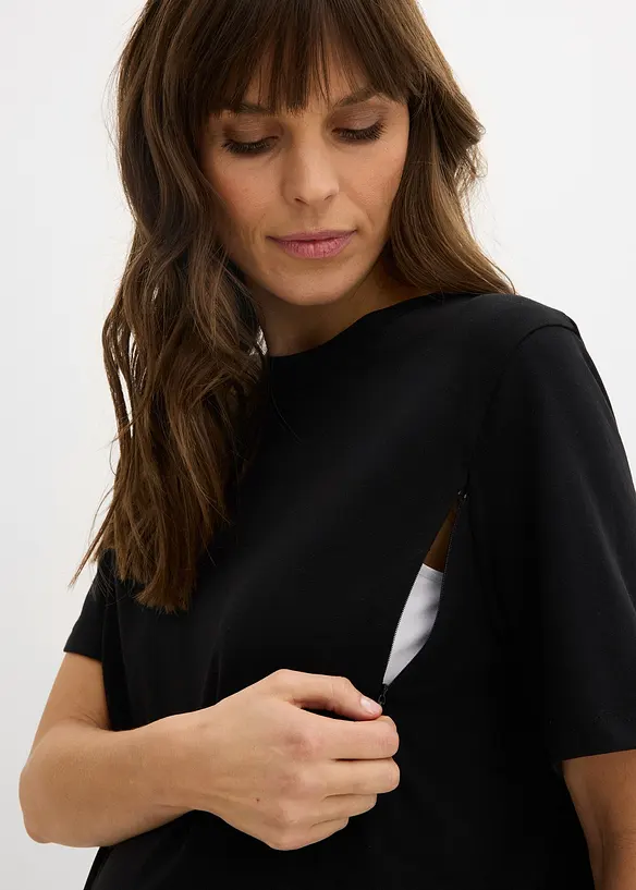 Maglia pr&eacute;maman in cotone biologico con funzione allattamento discreta, bonprix