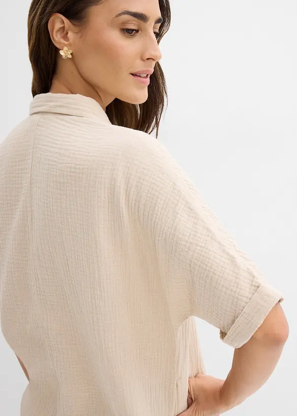 Blusa oversize lunga in soffice mussola, bonprix