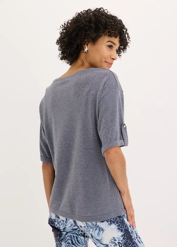 Maglia in viscosa glitterata con stampa lucida, bonprix