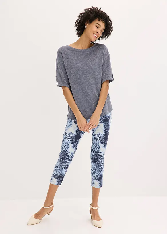 Maglia in viscosa glitterata con stampa lucida, bonprix