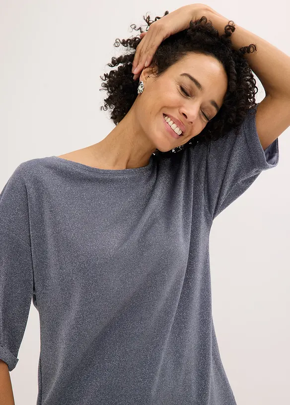 Maglia in viscosa glitterata con stampa lucida, bonprix