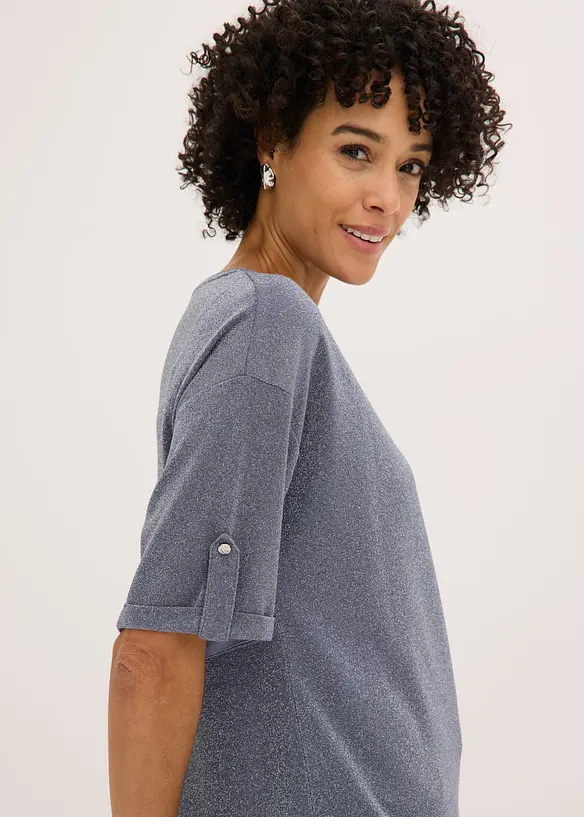 Maglia in viscosa glitterata con stampa lucida, bonprix