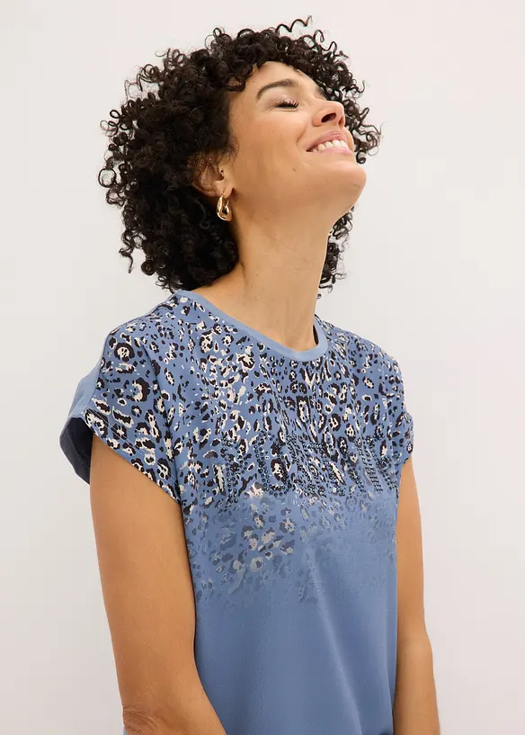 Maglia con inserto in tessuto e strass, bonprix