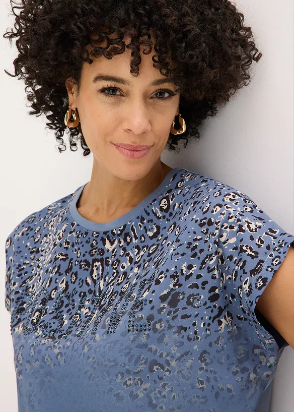 Maglia con inserto in tessuto e strass, bonprix