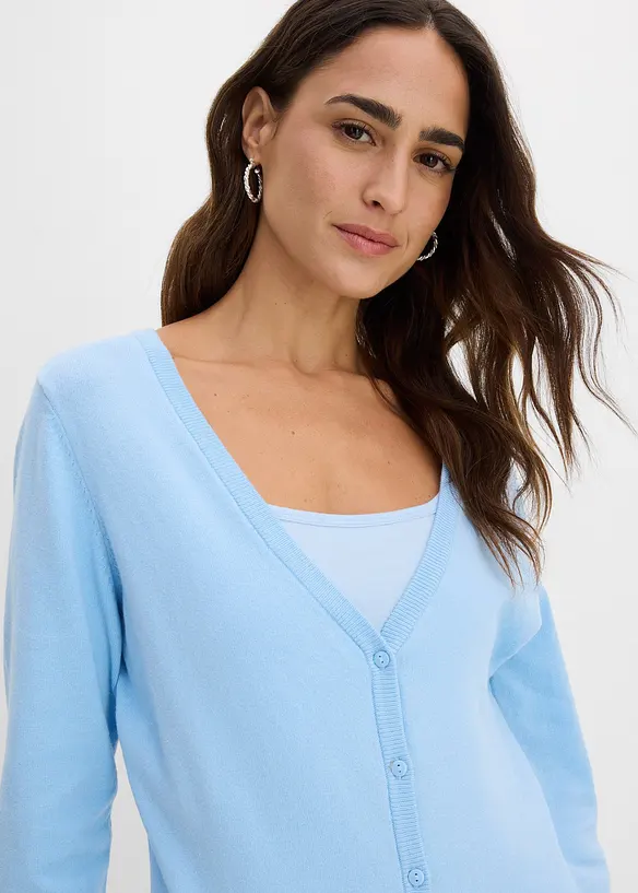 Cardigan in filato fine con bottoni, bonprix