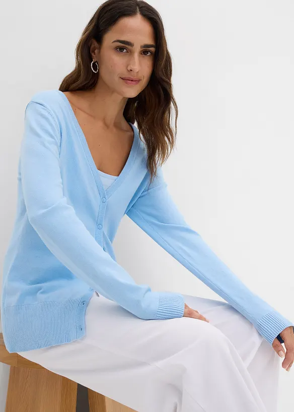 Cardigan in filato fine con bottoni, bonprix