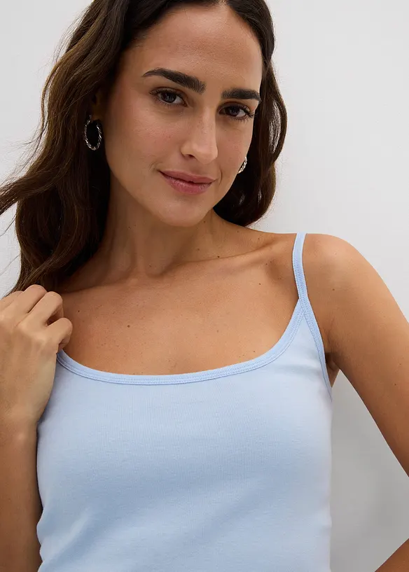 Top con spalline sottili con puro cotone (pacco da 2), bonprix