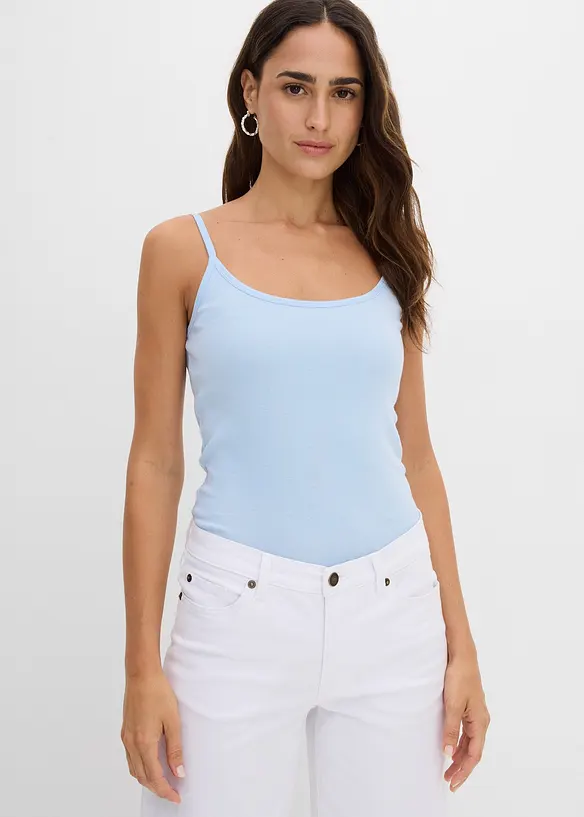 Top con spalline sottili con puro cotone (pacco da 2), bonprix