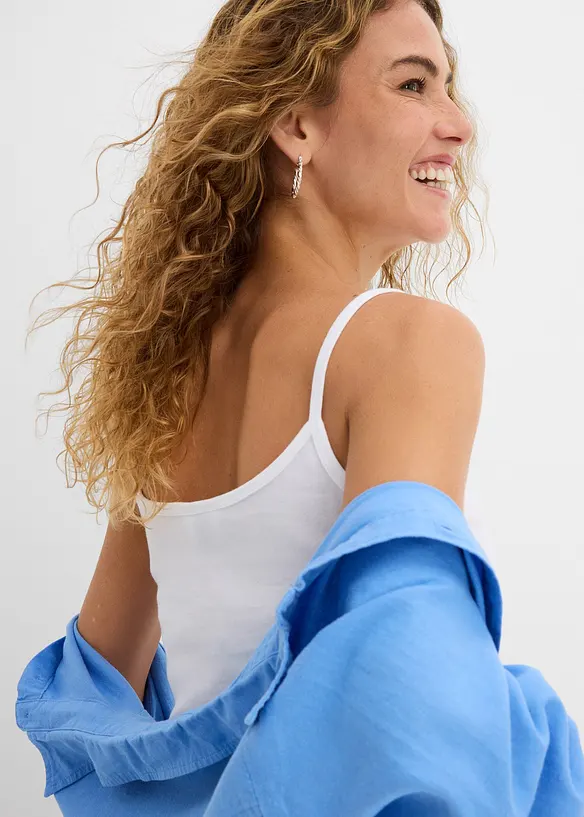 Top con spalline sottili con puro cotone (pacco da 2), bonprix