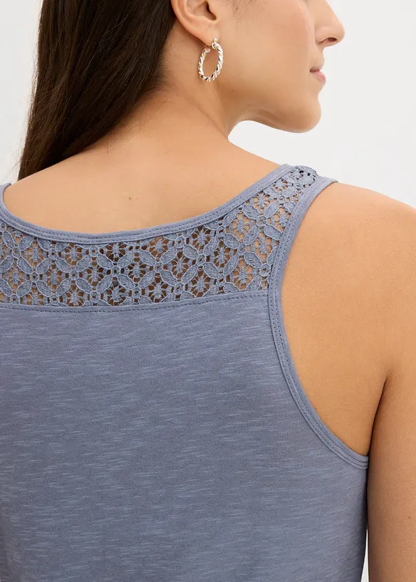 Abito in maglina di cotone con pizzo, bonprix