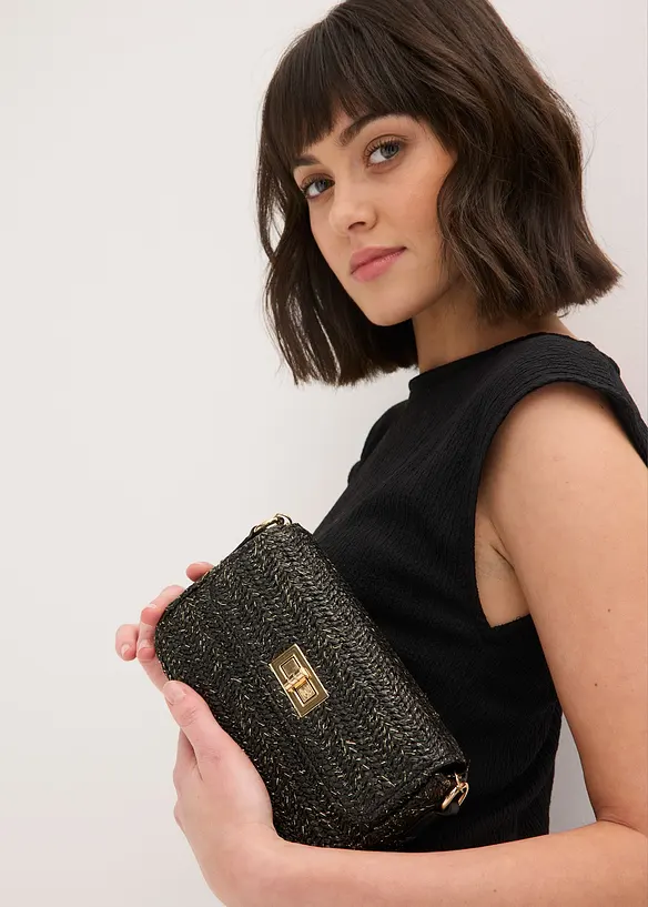 Borsa a tracolla effetto paglia con filato glitterato, bonprix