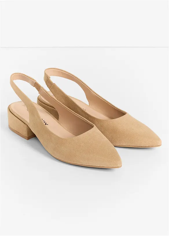 D&eacute;collet&eacute; slingback con tacco basso, bonprix
