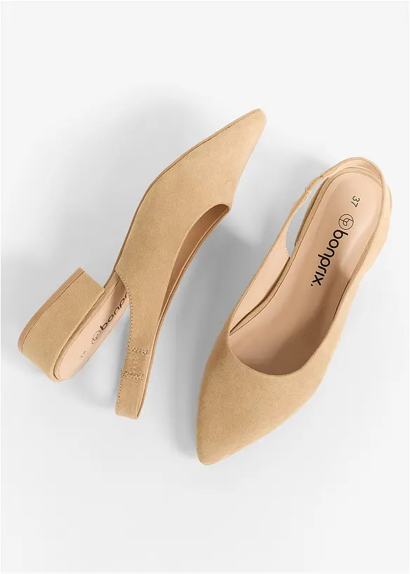 D&eacute;collet&eacute; slingback con tacco basso, bonprix