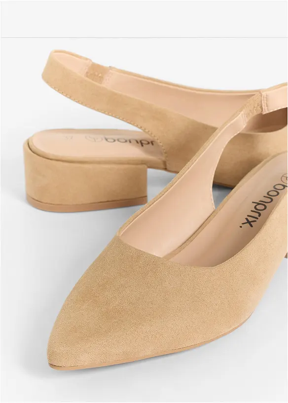 D&eacute;collet&eacute; slingback con tacco basso, bonprix