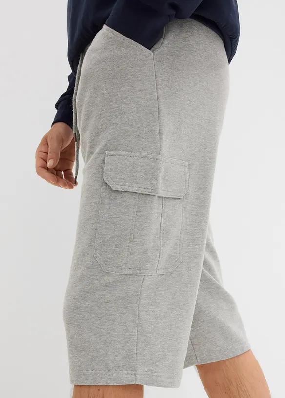 Bermuda lunghi cargo in felpa di puro cotone, regular fit, bonprix