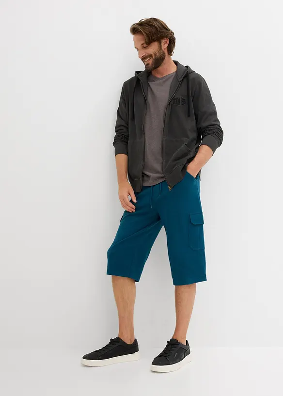 Bermuda lunghi cargo in felpa di puro cotone, regular fit, bonprix