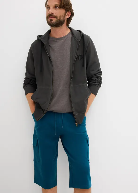 Bermuda lunghi cargo in felpa di puro cotone, regular fit, bonprix