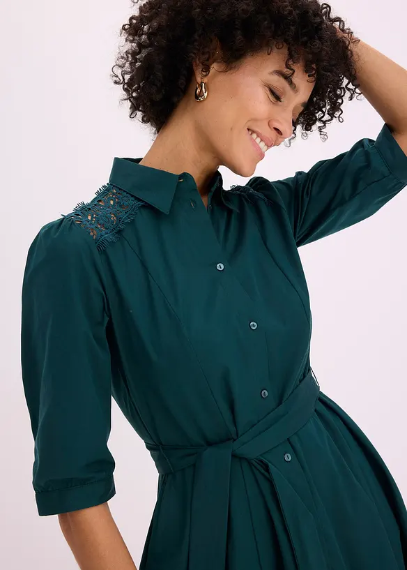 Abito chemisier con pizzo e fusciacca, bonprix