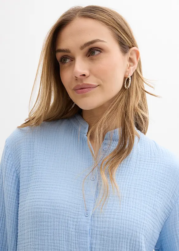 Camicia lunga in vaporosa mussola di cotone, bonprix